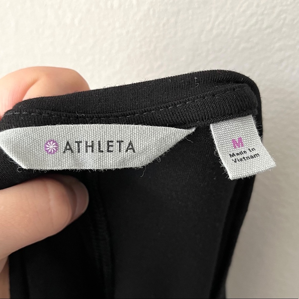 Athleta Side Split Tank Top Black Sleeveless Size Medium Round Neck Soft EUC - Picture 9 of 11